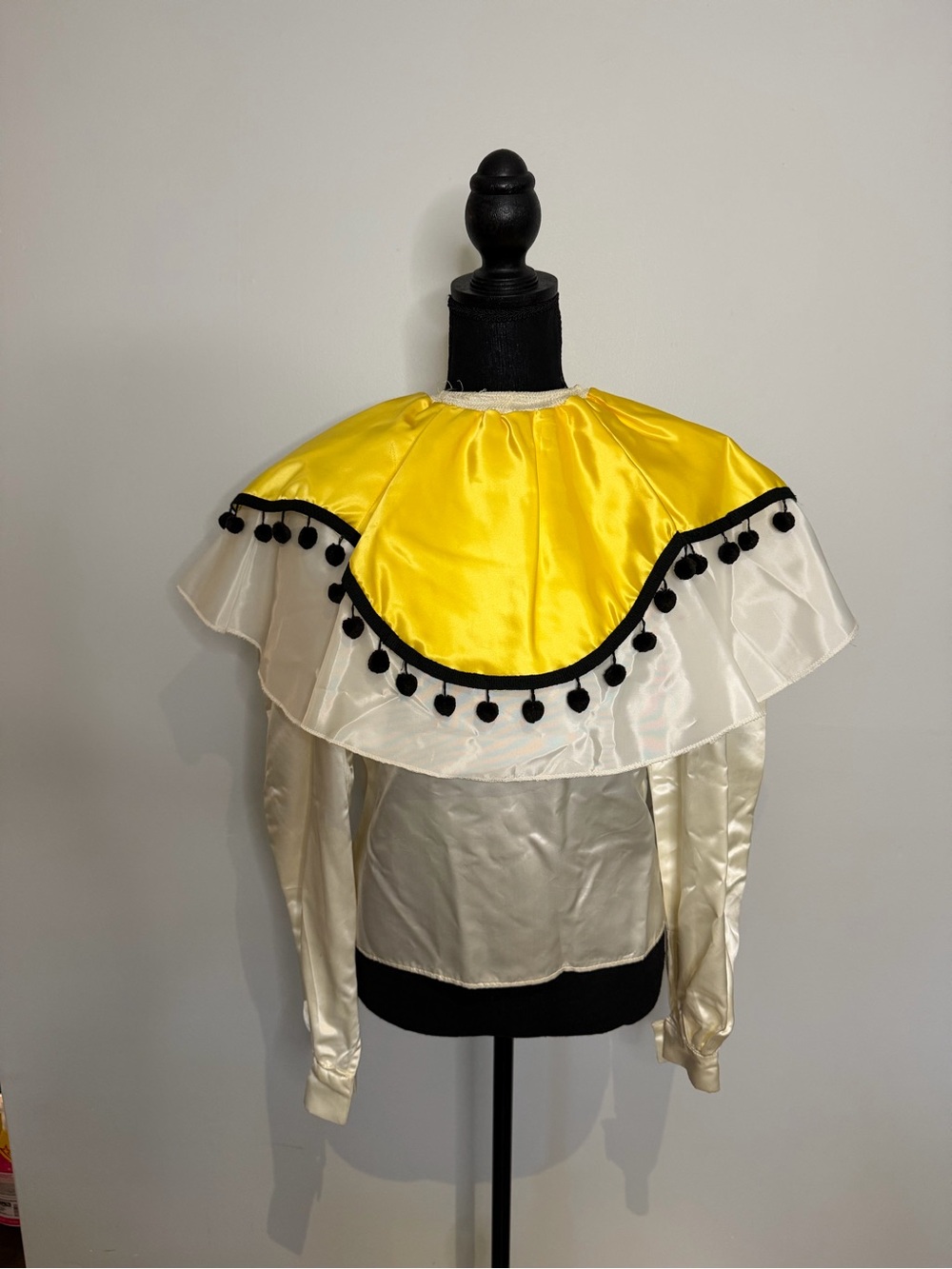 VTG Vintage 60s/70s Satin Pierrot Clown Halloween Costume Set - Adult Size Small - Picture 2 of 11
